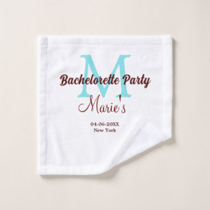 bachelorette party monogram add name date place si wash cloth