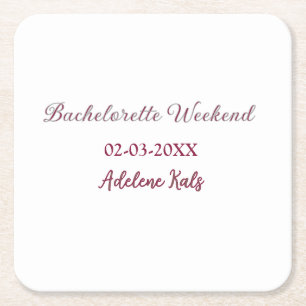 bachelorette party name maron date bridal shower s square paper coaster