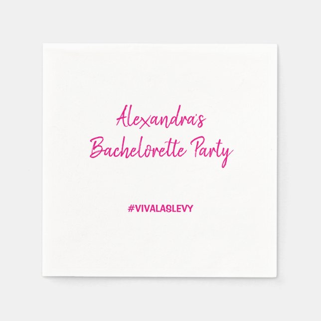 Bachelorette Party Napkins with Hashtag Pink (Front)