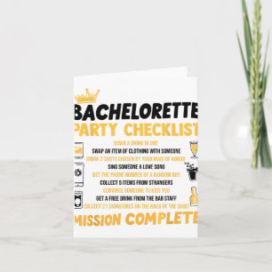 Bachelorette Party Naughty Games Checklist Bride B Card
