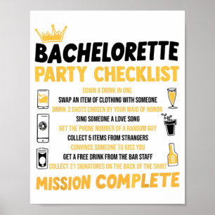 Bachelorette Party Naughty Games Checklist Bride B Poster