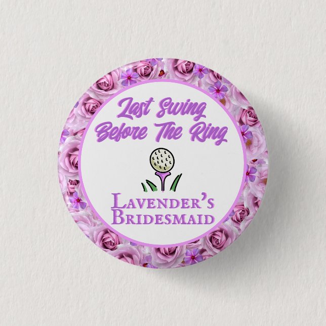 Bachelorette Party or Bridal Shower Golf Lavender 3 Cm Round Badge (Front)