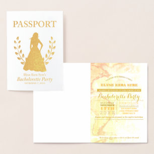 Bachelorette Party passport gold foil Card