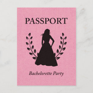 bachelorette party passport invitation postcard