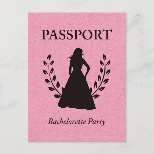 bachelorette party passport invitation postcard (Front)