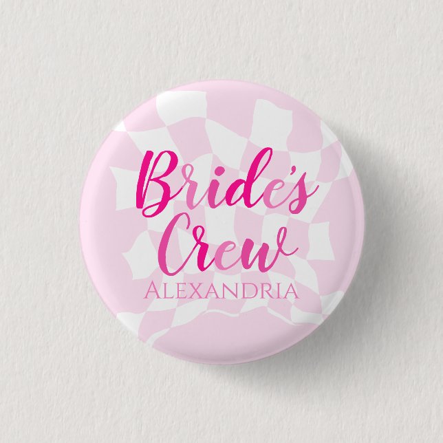 Bachelorette Party Personalised Pink Name 3 Cm Round Badge (Front)