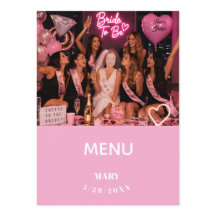 Bachelorette Party Photo Menu Pale Pink