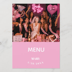 Bachelorette Party Photo Menu Pale Pink