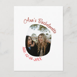 bachelorette party photo name date simple circular postcard