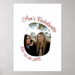 bachelorette party photo name date simple circular poster