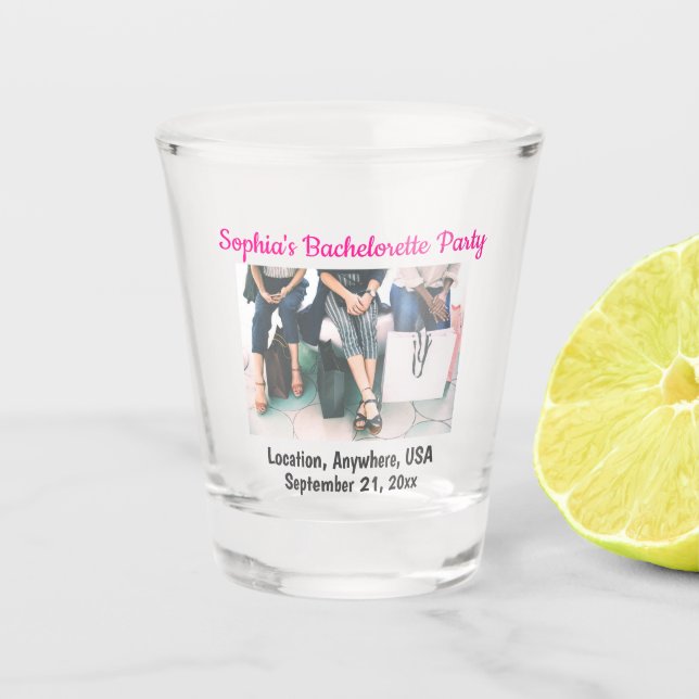 Bachelorette Party Photo Wedding Favour Shot Glass (Front)