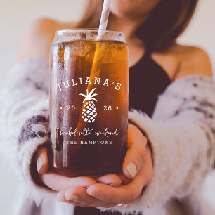 Bachelorette Party Pineapple   Personalised Can Glass