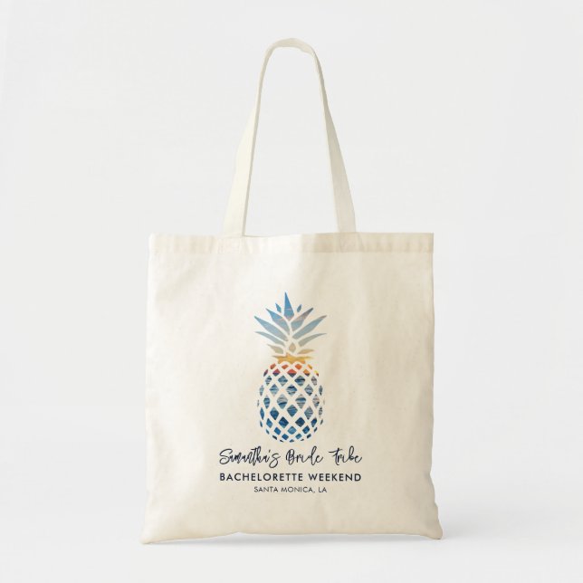 Bachelorette Party Pineapple Script Tote Bag (Front)