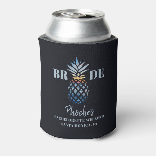 Bachelorette Party Pineapple Sunset Personalised Can Cooler (Can Back)