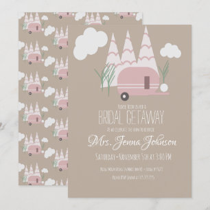 Bachelorette Party Pink Camper Mountain Invitation