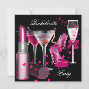 Bachelorette Party Pink Champagne Drinks Invitation