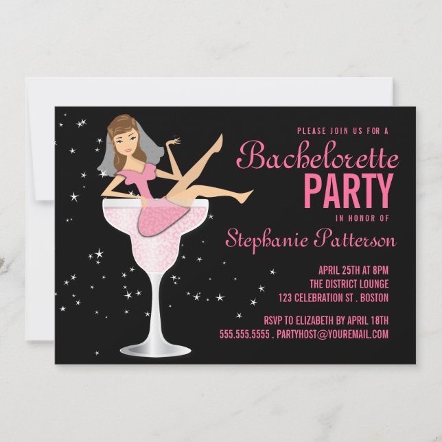 Bachelorette Party Pink Cocktail Bride Invitation (Front)