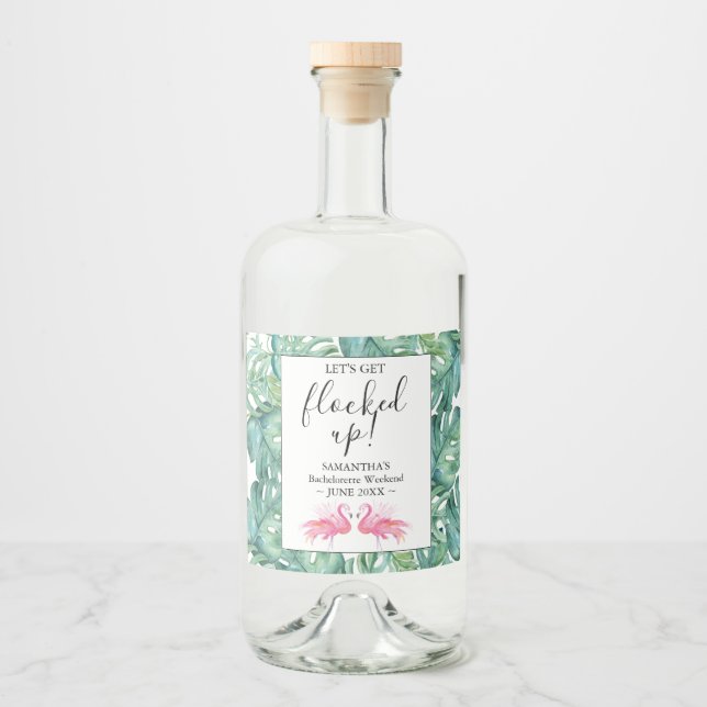 Bachelorette Party Pink Flaming Liquor Bottle Label (Front)