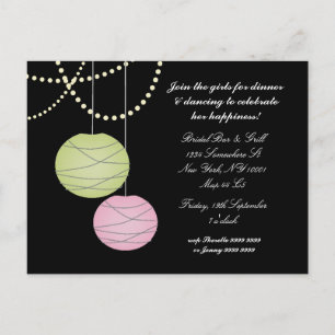 Bachelorette Party Pink Green Lanterns Invite Card