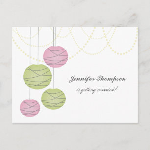 Bachelorette Party Pink Green Lanterns Invite Card