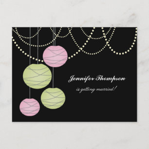 Bachelorette Party Pink Green Lanterns Invite Card