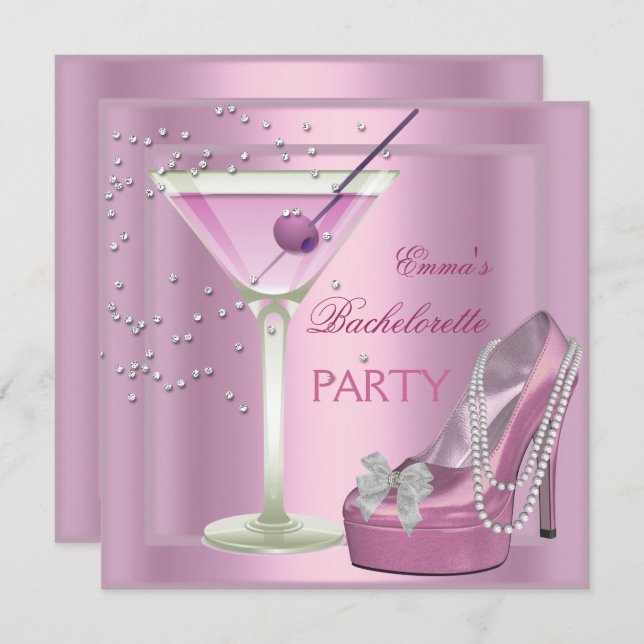 Bachelorette Party Pink High Heel Shoes Invitation (Front/Back)