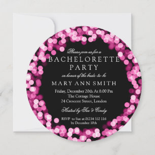 Bachelorette Party Pink Sparkly Lights Invitation