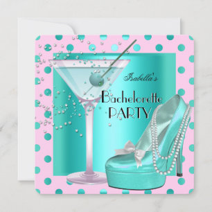Bachelorette Party Pink Teal Blue Turquoise Invitation