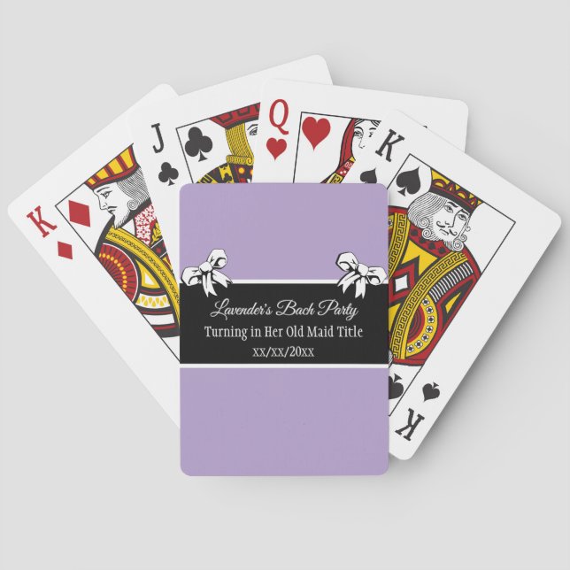 Bachelorette Party Poker Lavender Bows Personalise Playing Cards (Back)