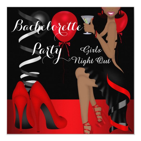Bachelorette Party Red Black Shoe High Heels 2 Card