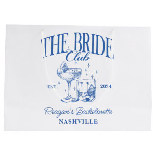 Bachelorette Party Retro Cocktail Blue Bride Large Gift Bag