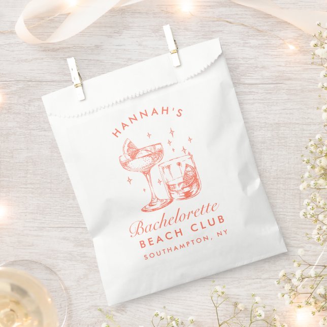 Bachelorette Party Retro Cocktail Orange Bride Favour Bags (Clipped)