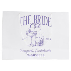 Bachelorette Party Retro Cocktail Purple Bride Large Gift Bag