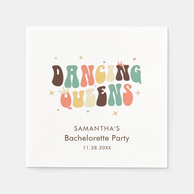 Bachelorette Party Retro Disco Custom Paper Napkin (Front)