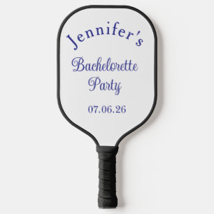 Bachelorette Party Retro Modern Blue Classy Script Pickleball Paddle