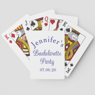 Bachelorette Party Retro Modern Blue Classy Script Playing Cards