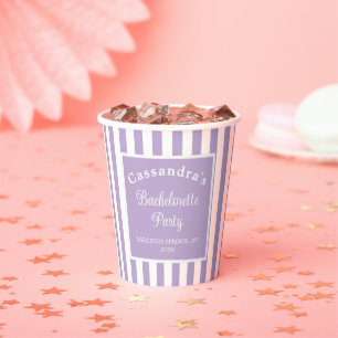 Bachelorette Party Retro Modern LightPurple Classy Paper Cups