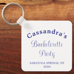 Bachelorette Party Retro Modern Royal Blue Classy Key Ring