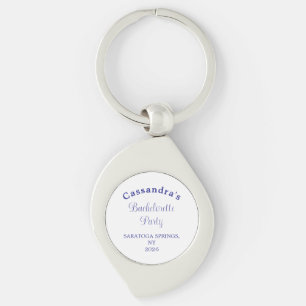Bachelorette Party Retro Modern Royal Blue Classy Key Ring