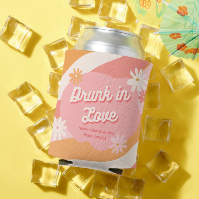 Bachelorette Party Retro Pink Can Cooler (In Situ Summer)
