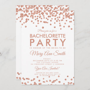 Bachelorette Party Rose Gold Glitter Confetti Invitation