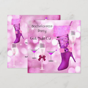 Bachelorette Party Shoes Hi Heels Boots Pink 2 Invitation
