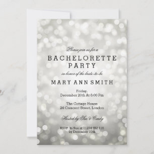 Bachelorette Party Silver Glitter Lights Invitation