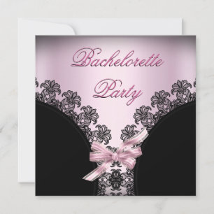 Bachelorette Party Soft Pink Black Lace Invitation