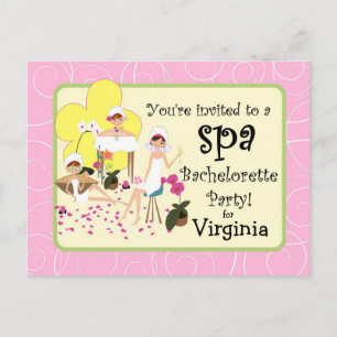 Bachelorette Party Spa Postcard Invitations - Pink