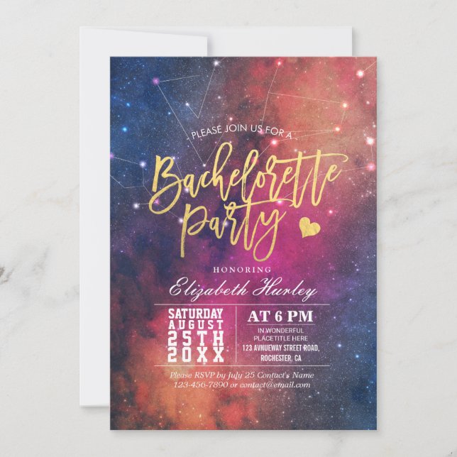 Bachelorette Party Stars Sky Galaxy Constellations Invitation (Front)