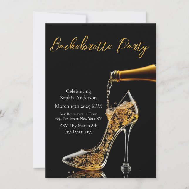 Bachelorette Party-Stiletto and Bubbly Invitation (Front)
