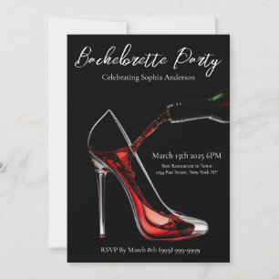 Bachelorette Party-Stiletto with Wine Invitation