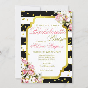 Bachelorette Party   Stripes and Confetti Invitation
