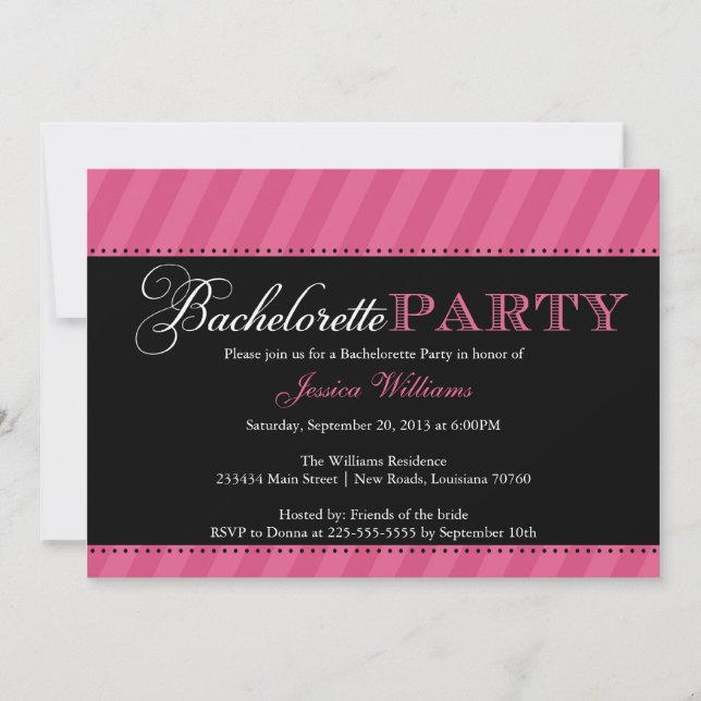 Bachelorette Party | Stripes Invitation (Front)